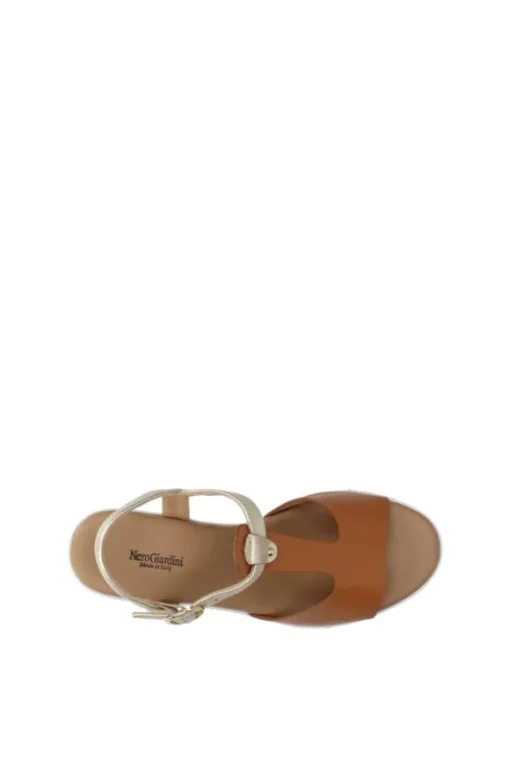 NeroGiardini Sandalo zeppa 07712d Cognac